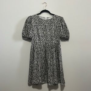Oak + Fort Leopard Print Babydoll Dress